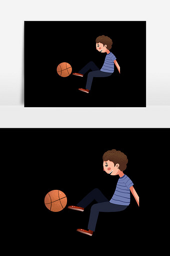 卡通踢球男孩插画元素图片