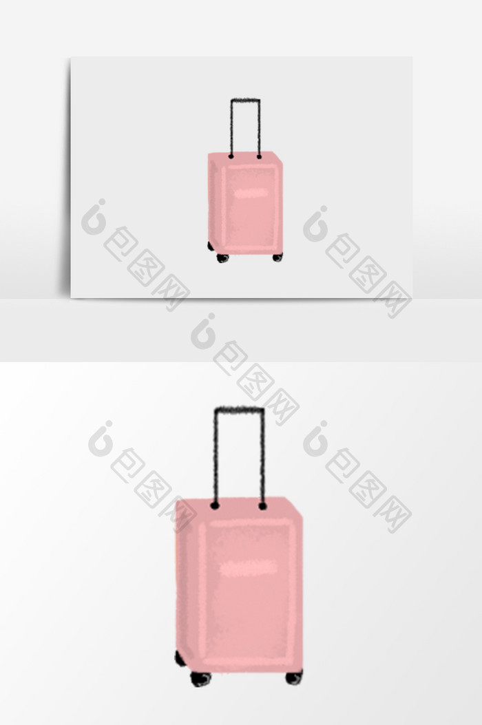 免扣卡通手绘粉色行李箱