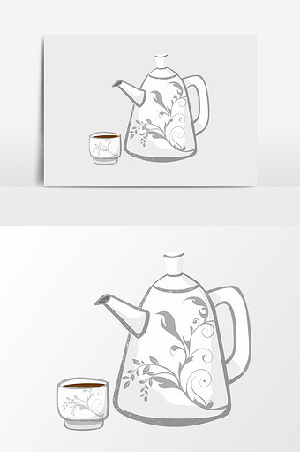 手绘漫画茶壶茶杯图片