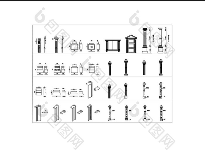 CAD常用建筑模块罗马柱图块