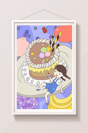 小清新美食甜品插画图片