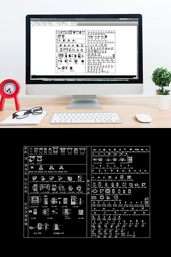 家具床梳妆台办公系列玄关背景墙CAD模块图片