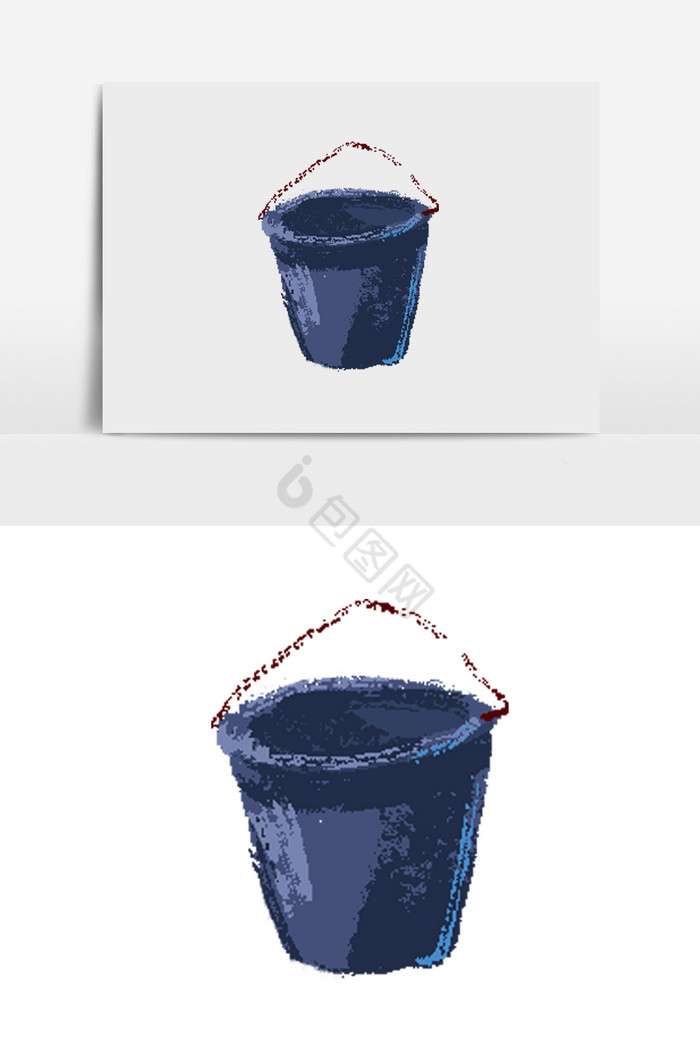 手拎桶插画图片