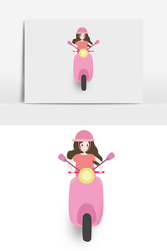 骑粉色电动车的女孩图片
