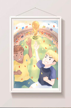 俄罗斯世界杯足球冠军决赛人物插画