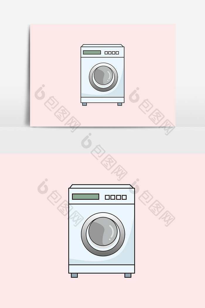 手绘卡通洗衣机元素