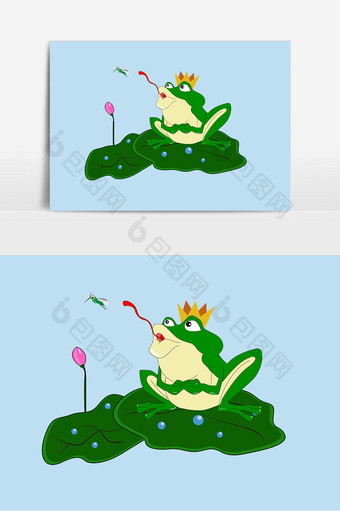 手绘捕食青蛙元素设计图片
