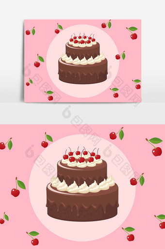 卡通手绘扁平生日蛋糕元素图案素材图片