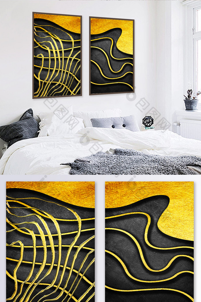 金属风抽象线条装饰画