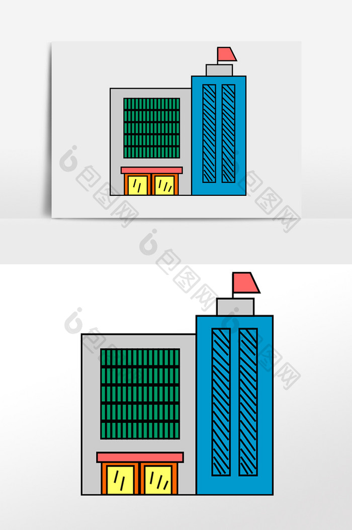 商场建筑插画元素