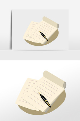 钢笔笔记本插画图片