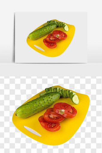 西红柿黄瓜果盘元素图片