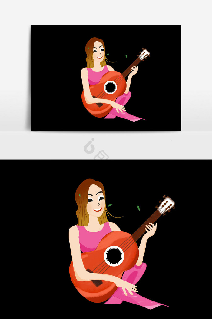 民谣吉他海报吉他展架卡通弹吉他人物电吉他广告包图网是原创商用设计