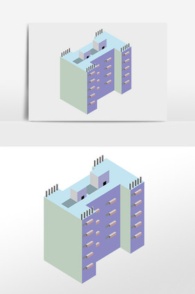 清新2.5D建筑插画元素