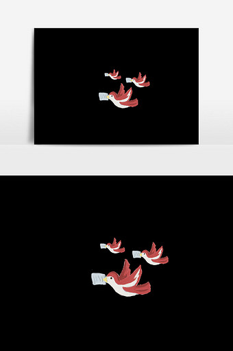 红色小鸟素材插画图片
