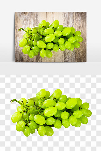 新鲜绿提透底水果元素图片