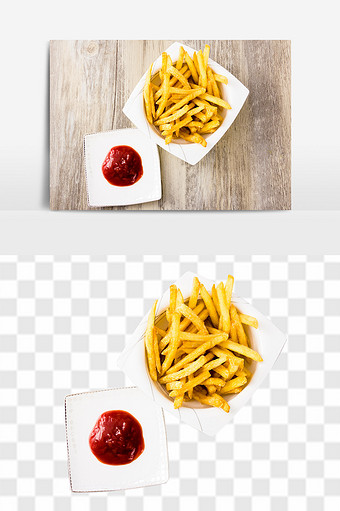 精致俯拍高清薯条免抠透底食品元素图片