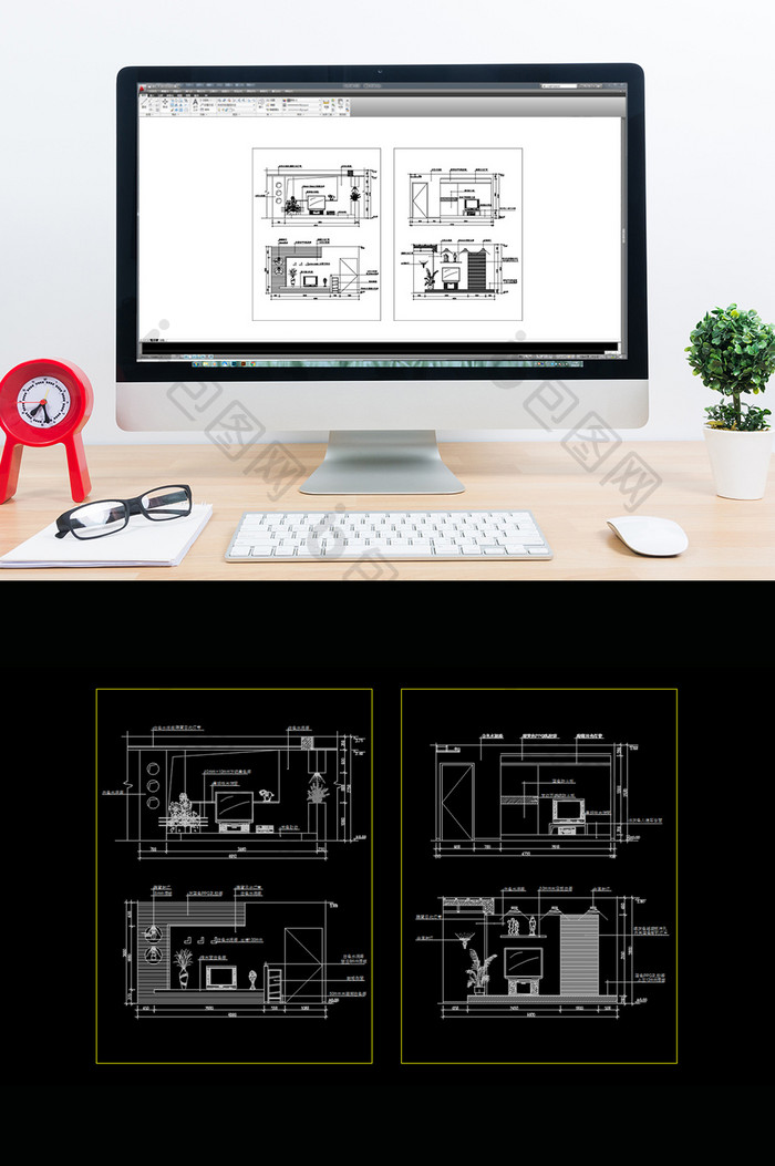 CAD电视背景墙图纸