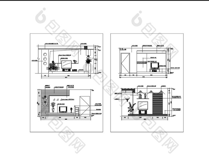 CAD电视背景墙图纸