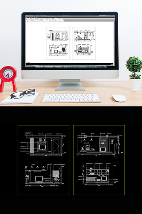 家装电视背景墙CAD图纸