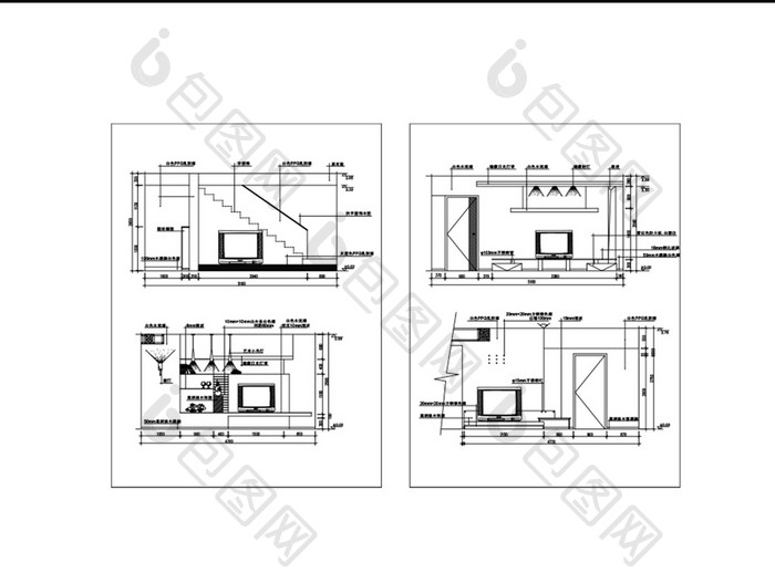 电视背景墙CAD图纸施工图