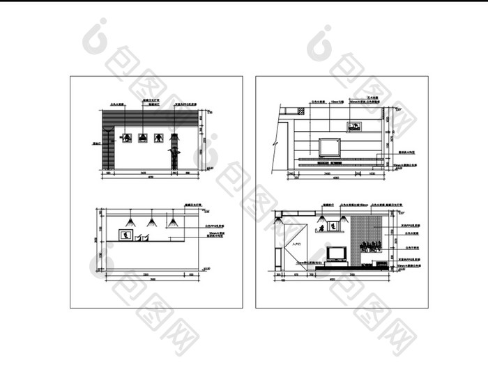 CAD家装电视背景墙施工图