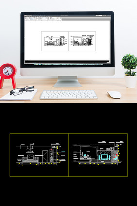 电视背景墙CAD施工图纸
