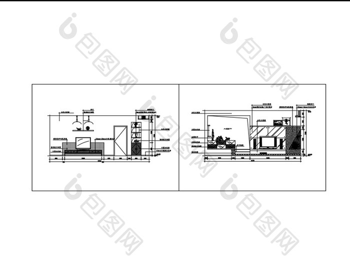 电视背景墙CAD施工图纸