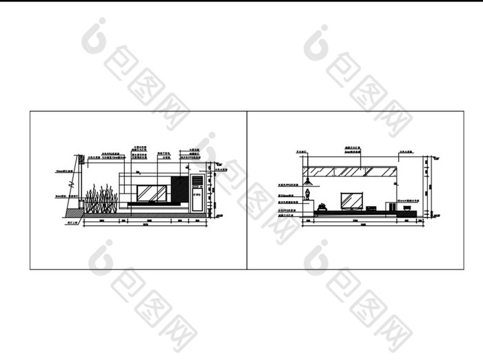 家装电视背景墙CAD施工图纸