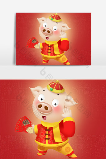 猪年卡通2019红色喜庆原创卡通红包猪设计图片