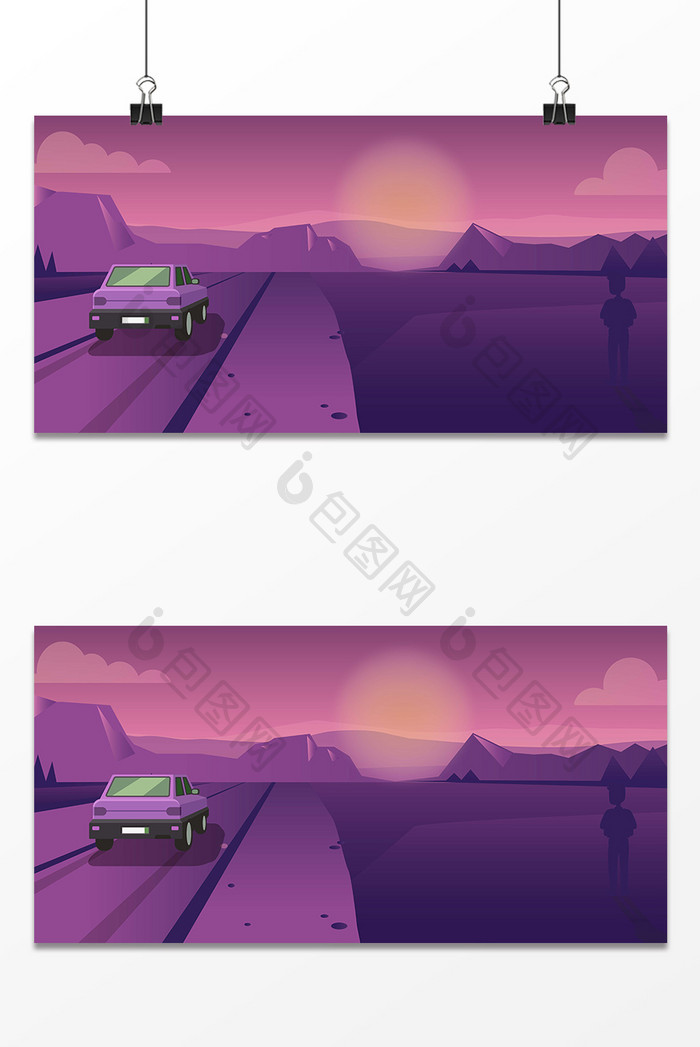 汽车紫色梦幻设计背景图