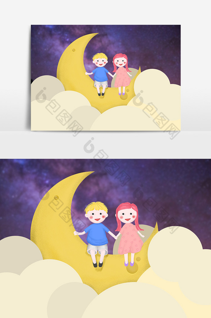 可爱星空下七夕情人节 Psd素材 包图网 可爱星空下七夕情人节 Psd素材 包图网