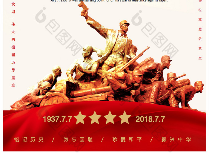 七七卢沟桥事变抗日战争胜利纪念海报