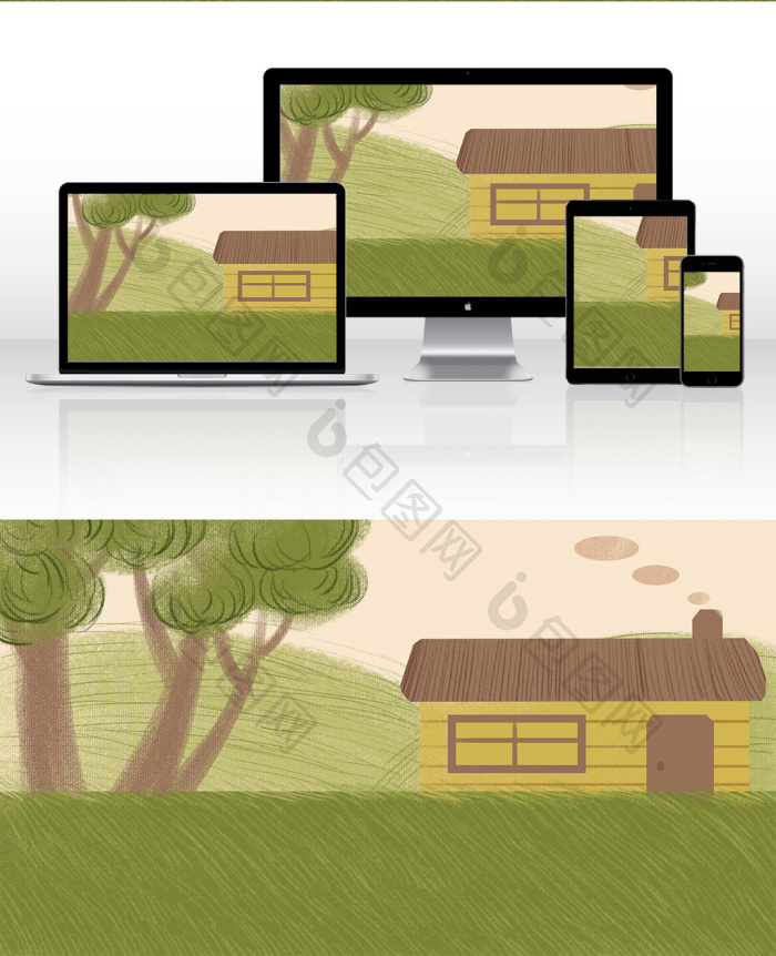 儿插格林间小屋插画图片-包图网