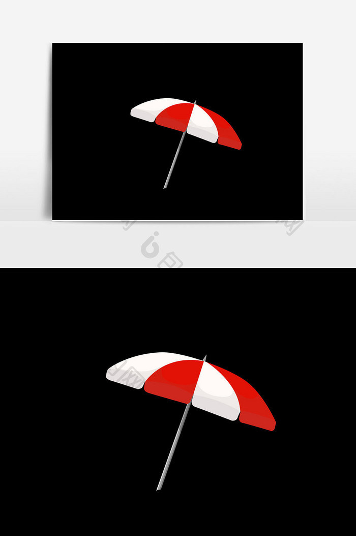 红色卡通雨伞插画
