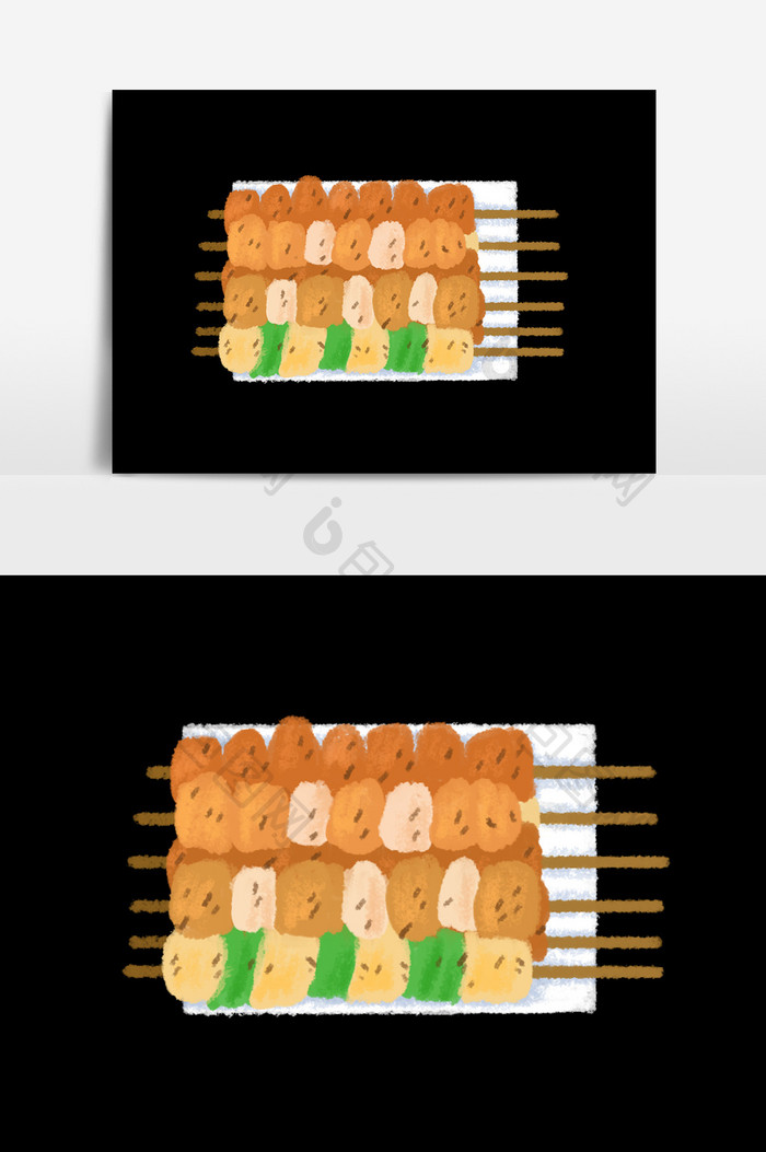 手绘卡通夏日烤串