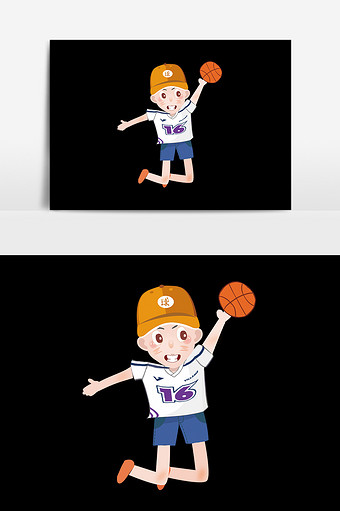 卡通手绘打篮球男孩图片