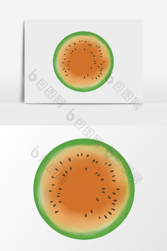 卡通水彩手绘西瓜图案