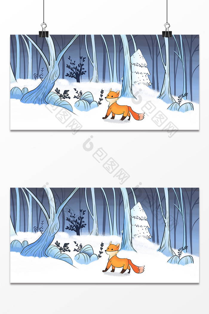 狐狸冬季设计背景图