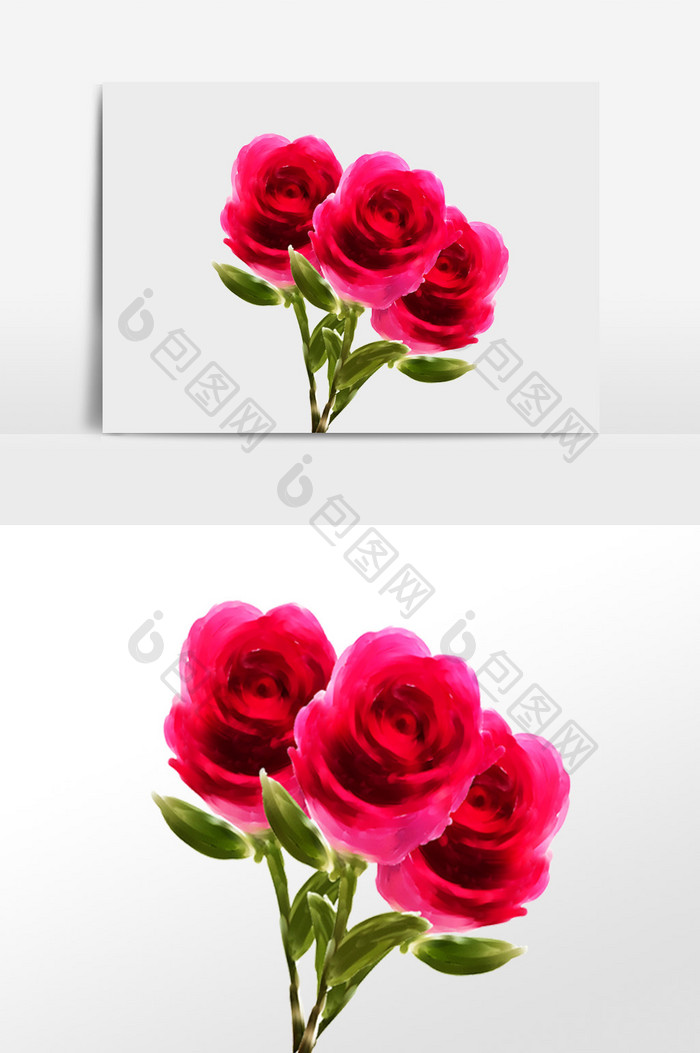 手绘水彩玫瑰花素材