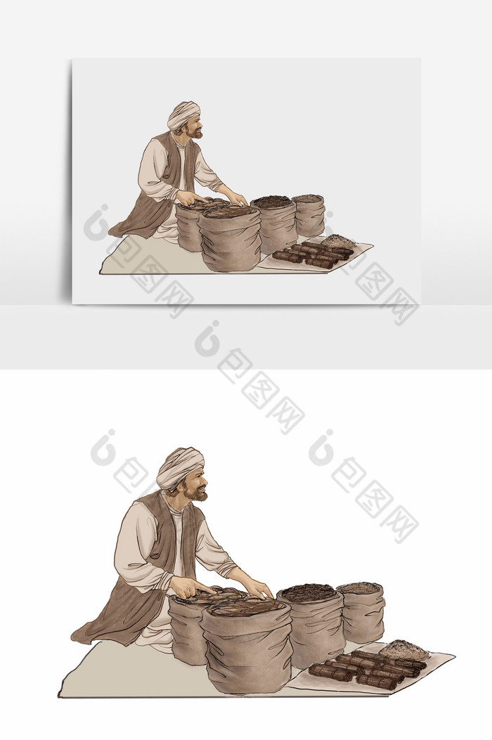 包图网提供精美好看的淡彩颜色国画的古代小贩图片素材免费下载,本次