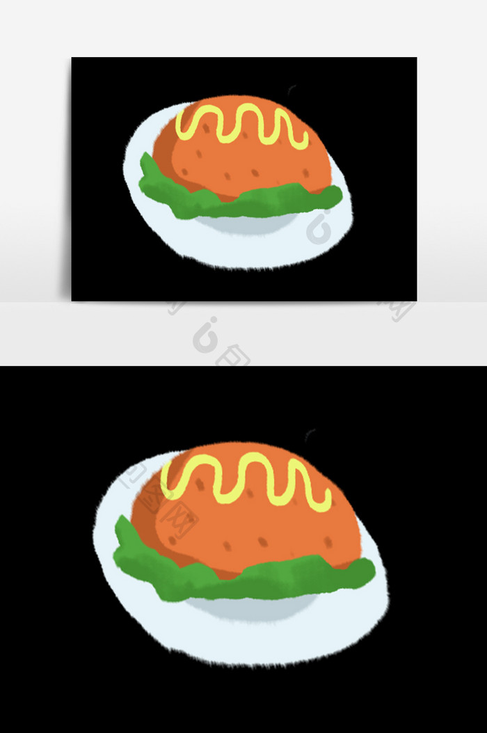 卡通手绘美食汉堡包