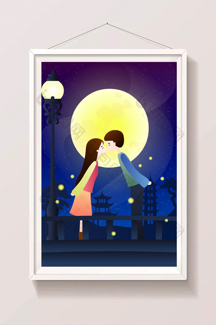 七夕夜空情侣桥上约会插画 图片下载 包图网 七夕夜空情侣桥上约会插画 图片下载 包图网