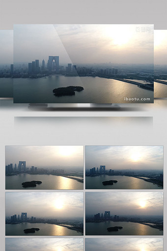 夕阳延时苏州金鸡湖企业宣传实拍视频图片