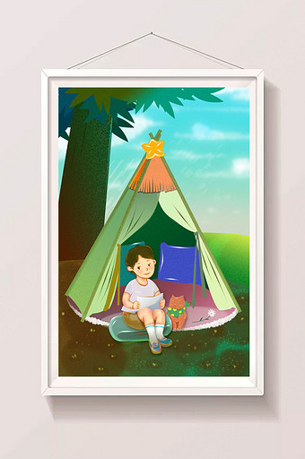 夏令营暑期生活旅行精美清新唯美可爱插画图片
