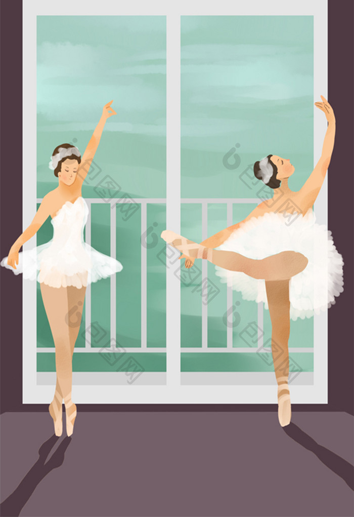 芭蕾暑假学习补课放假落地窗海景房舞蹈跳舞