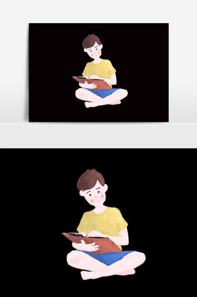坐着看书的男孩