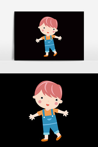 卡通矢量背带裤男孩图片下载