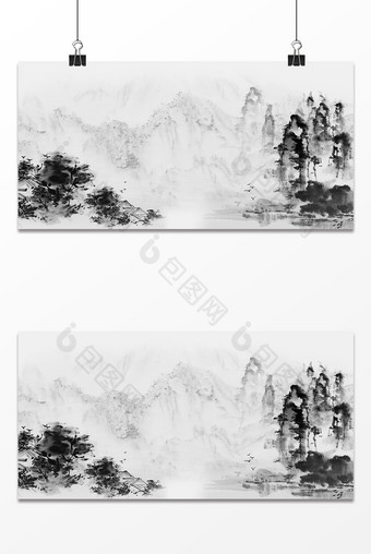 水墨中国风山水背景图图片