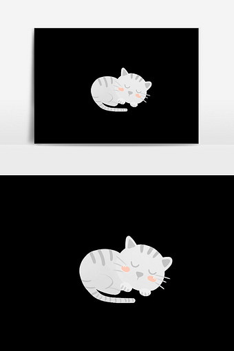 卡通白色猫咪素材插画图片